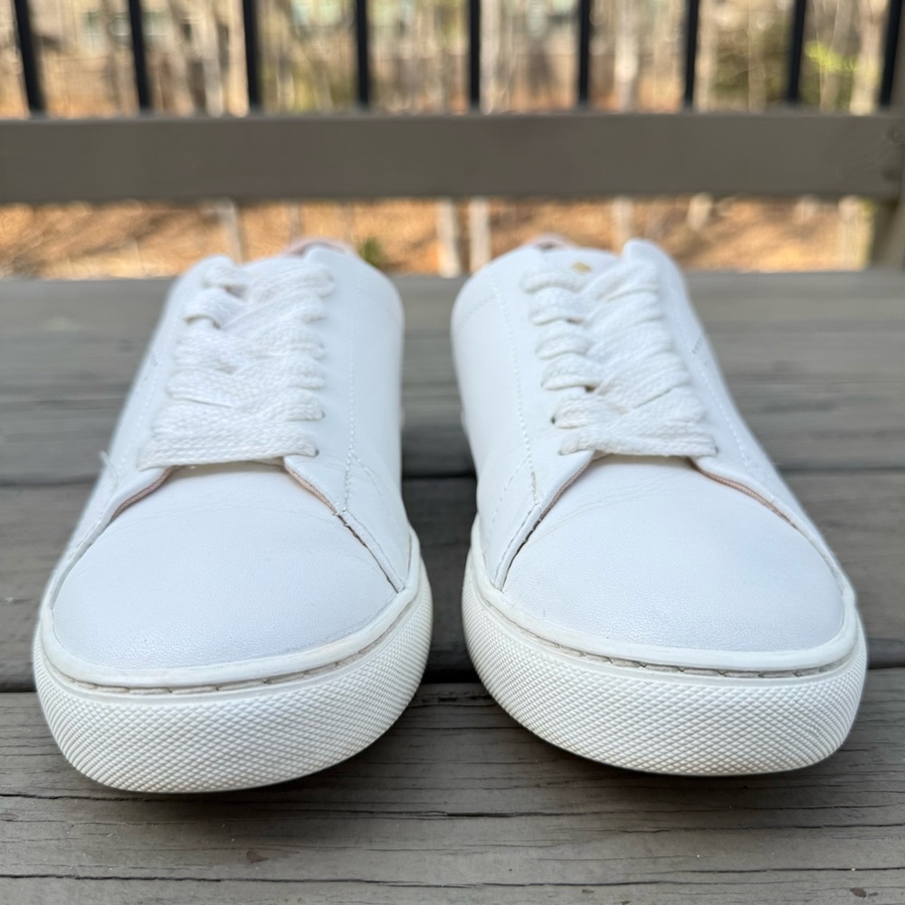 Kate Spade NY Angelise white and pink perforated leather sneakers size 8 - Picture 3 of 15
